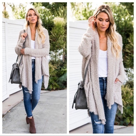 HOLLIE-Eyelash Knit Flyaway Open Front Cardigan - Picture 2 of 4